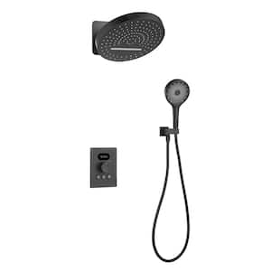 Single-Handle 3-Spray Thermostatic Shower Faucet 4.76 GPM with High Pressure Wall Mount Shower System in. Matte Black
