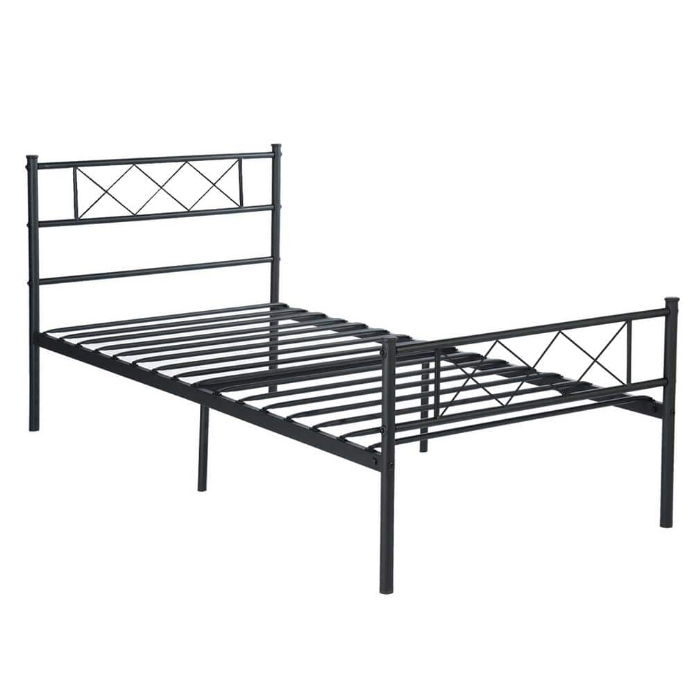 Black Metal Platform Bed Framed 77.6in. X 34.8in. With Headboard ...