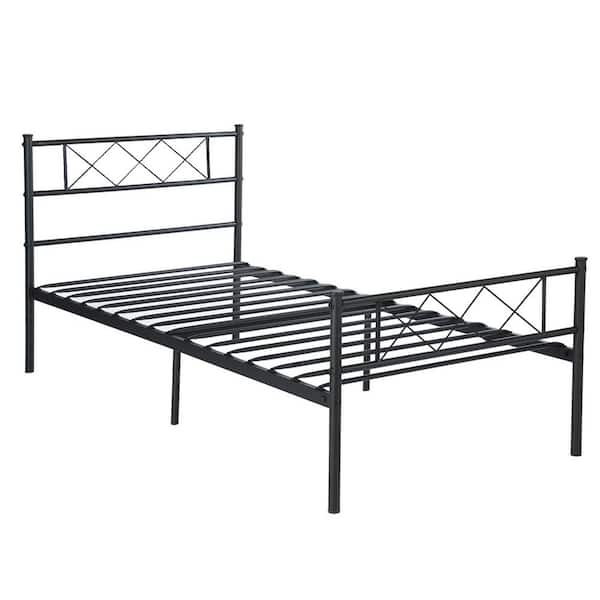 Unbranded Black Metal Platform Bed Framed 77.6in. X 34.8in. With Headboard