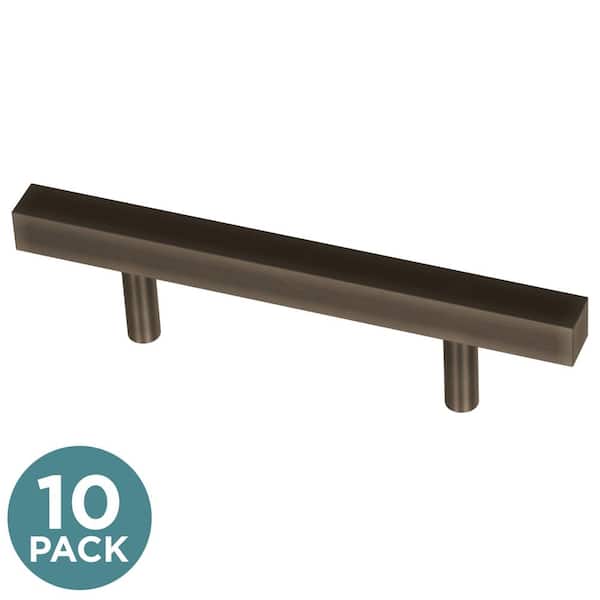 Liberty (10-Pack) Square Bar 3 in. (76 mm) Modern Matte Bronze Cabinet Handle Drawer Bar Pulls
