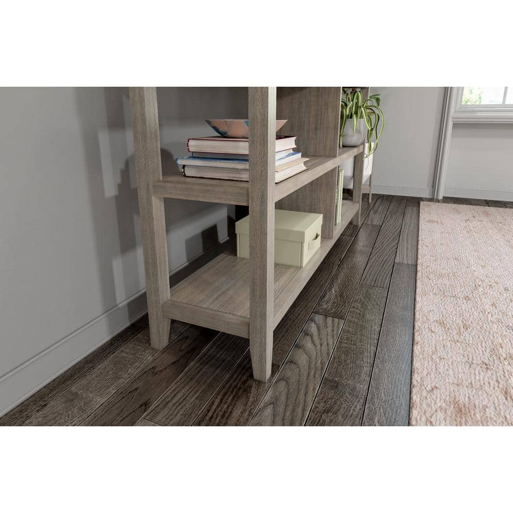 NewRidge 2-Tier Washed Gray Wooden Low Bookcase for Kids