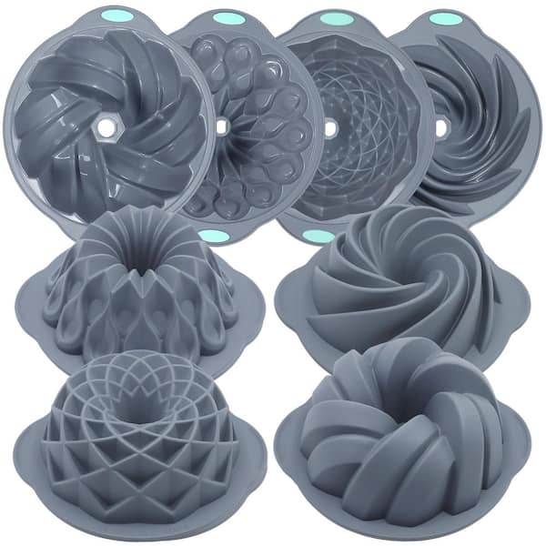 4 Pieces Silicone Fluted Cake Pans, 9/10/12 Cups Tube Baking Pan, Silicone Molds for Homemade Cake, Bread and Jello
