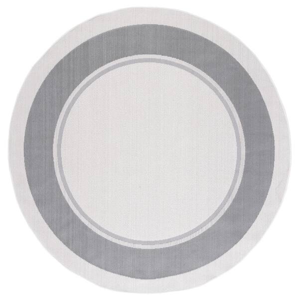 SAFAVIEH Martha Stewart Ivory/Gray 7 ft. x 7 ft. Round Solid Color ...