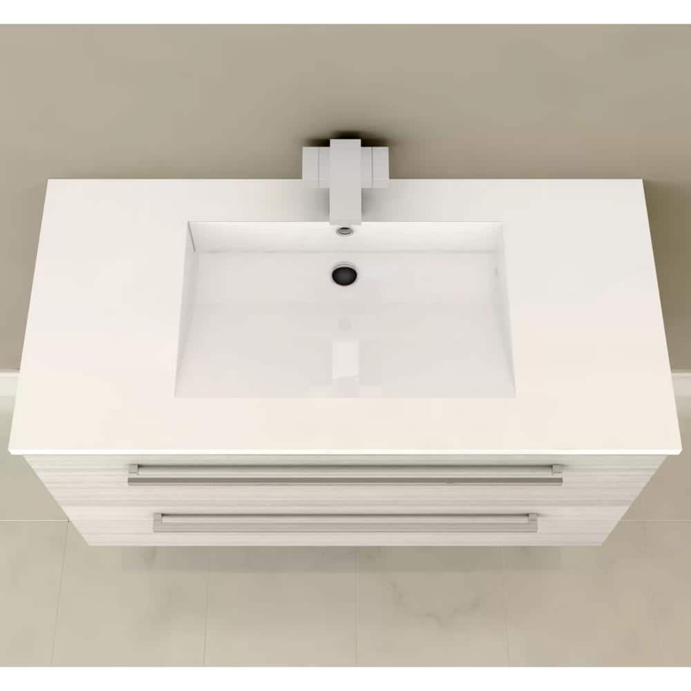 White Chocolate 30" Wall-Mount Single Sink Vanity with Marble Top