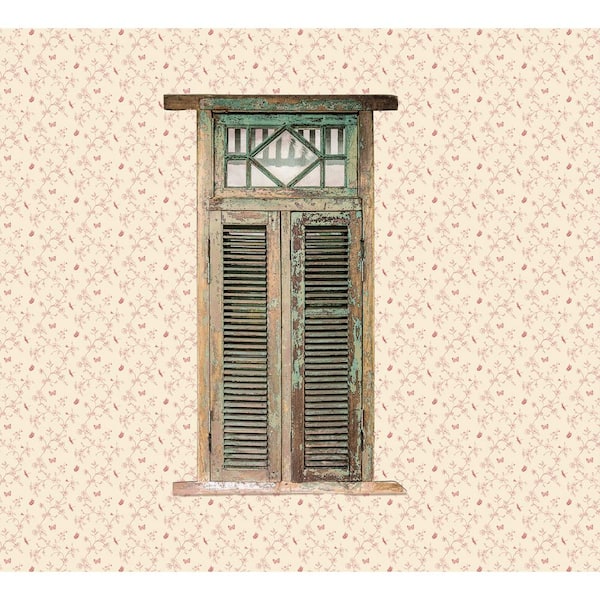 Miniatures 2-Red Tiny Trellis Flowers Butterflies/Dragonflies Matte Finish Non-Pasted Vinyl Non-Woven Wallpaper Sample