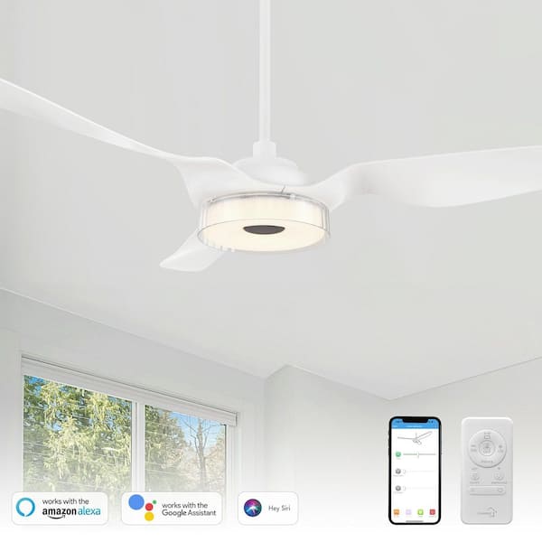 Finley 60 in. Dimmable LED Indoor White Smart Ceiling Fan, Light and Remote, Works with Alexa and Google Home