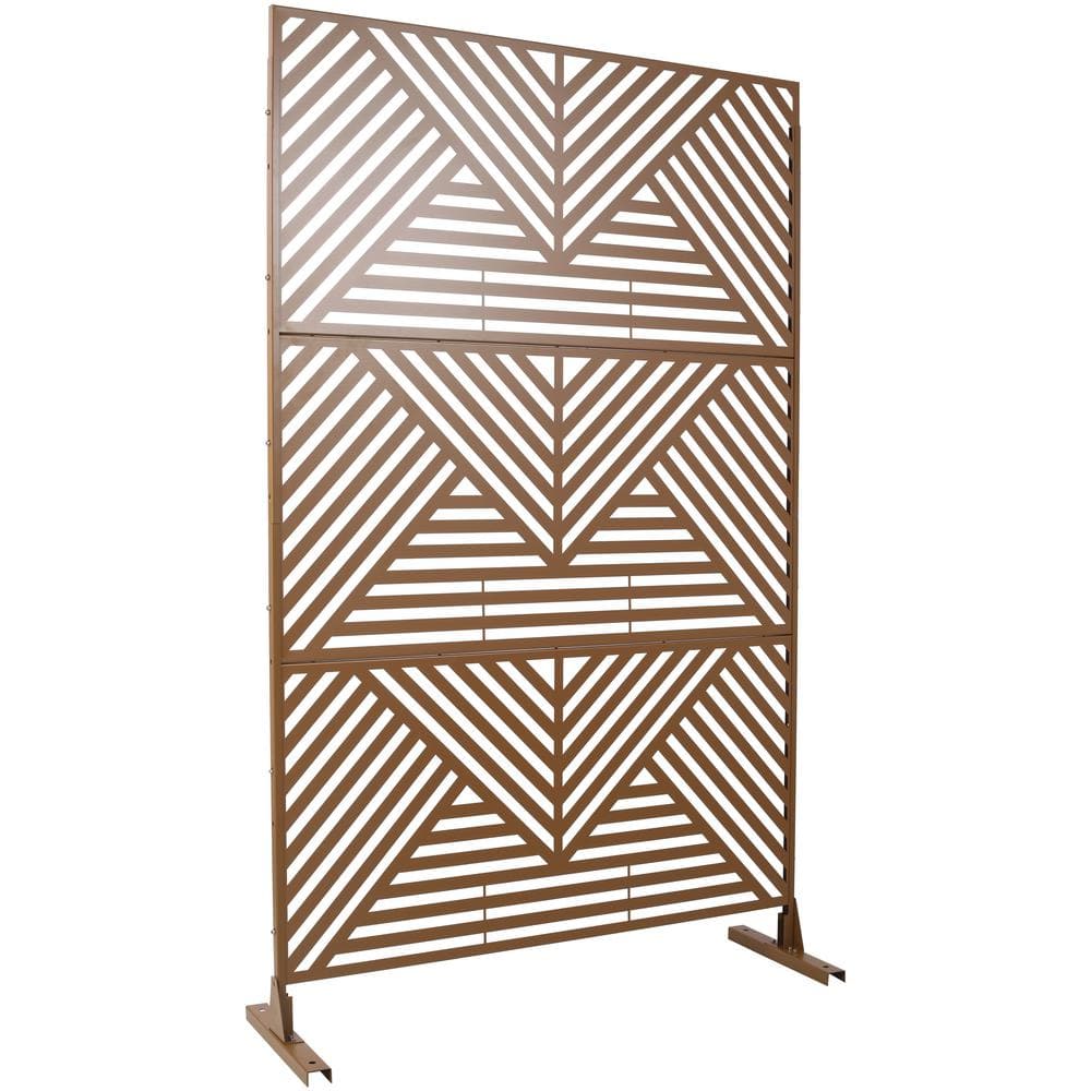 6.3 ft. H x 4 ft. W Brown Metal Outdoor Privacy Screen Decorative Screen Pa