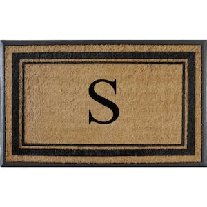 A1HC Flocked Markham 30 in. x 48 in. Coir Double Border Monogrammed S Non-Slip Outdoor Door Mat
