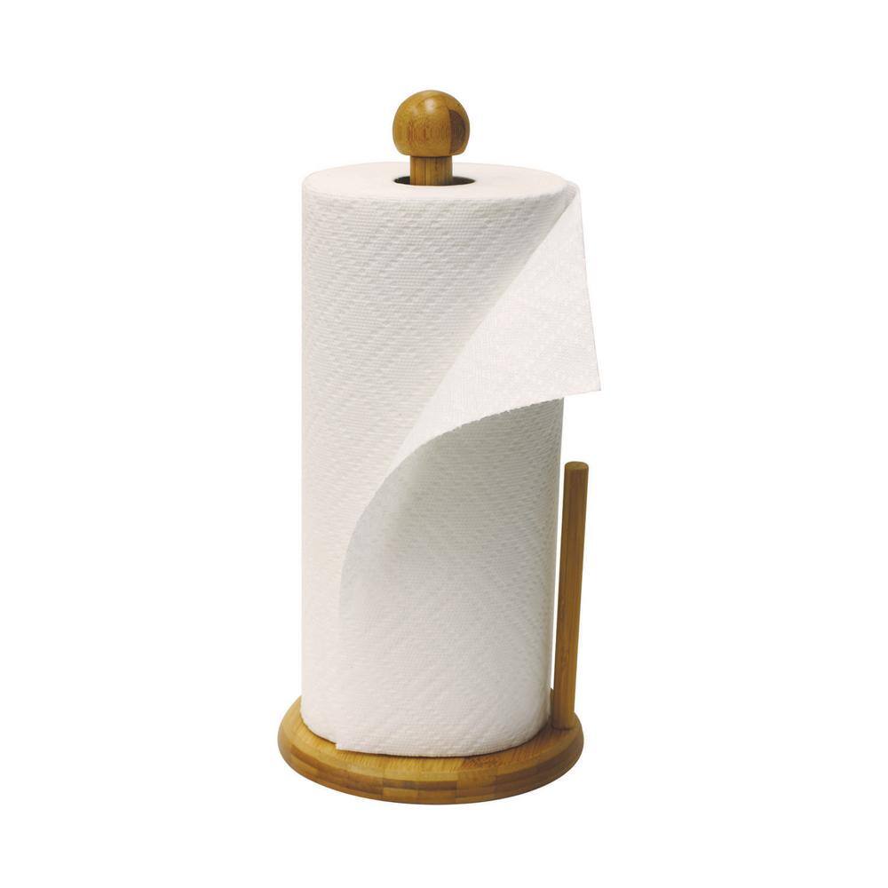 Towel Holders Home Basics Bamboo Paper Towel Holder-PH01010 - The Home Depot