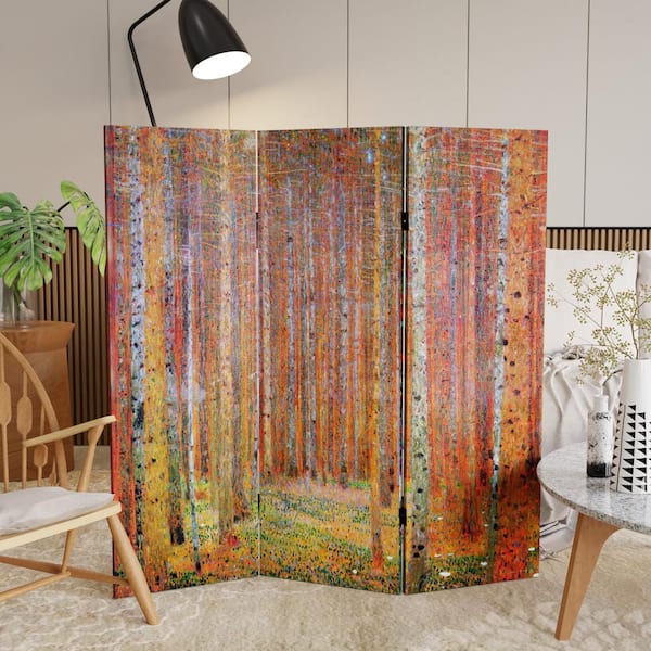 RED LANTERN 4 ft. Short Works of Klimt Canvas 3-Panel Folding