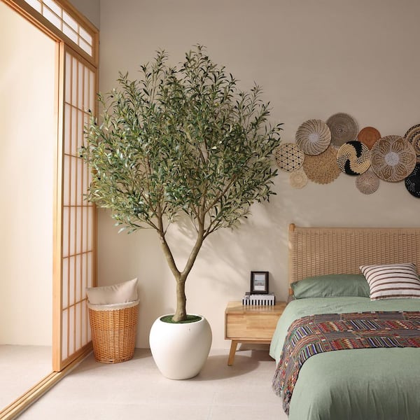 Sun　②オリーブの木　⑥アレカヤシ　①ホプシー　3苗セット DR.Planzen 8 ft. Artificial Olive Tree with Large White Planter