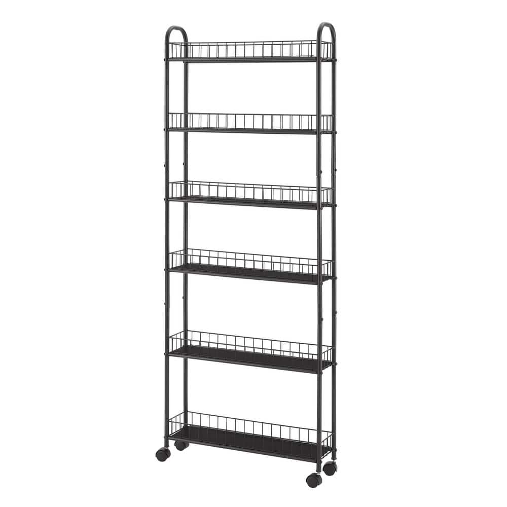 Black 22.8 in. W x 6 in. D x 61 in. H 6-Tier Kitchen Slim Storage Rack Meta