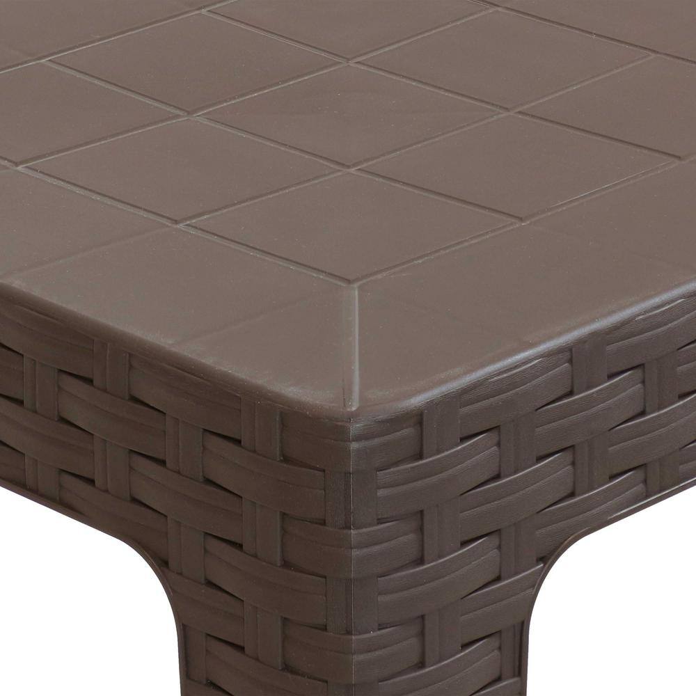 Sunnydaze 18" Brown Polypropylene Square Patio Side Table Set