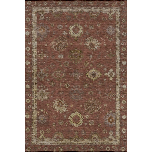 Mayfield Premium Machine Washable Abstract AMF2045 Paprika 5 ft. x 7 ft. 6 in. Area Rug