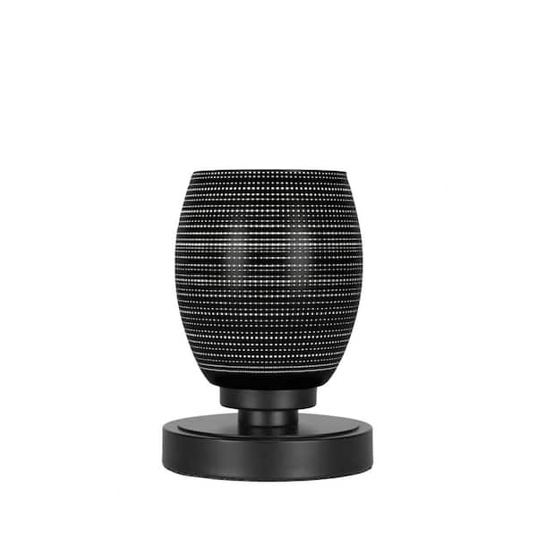 Unbranded Quincy 7.5 in. Matte Black Accent Lamp with Glass Shade