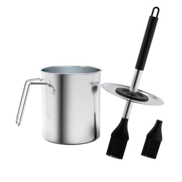 1-Pack Sauce Pot and Basting Brush Set with Long Stainless Steel Basting Brush for Cooking, Large Capacity Grill Tools