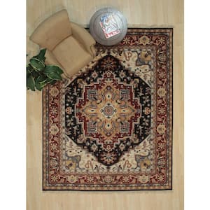 Navy/Brown 8 ft. x 10 ft. Hand-Knotted Wool Heriz Weave Area Rug