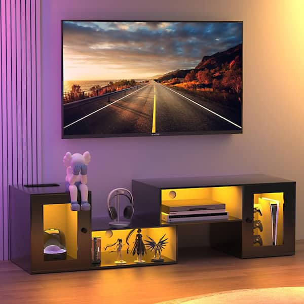 Modern LED selling TV Stand for 40/45 Inch TVs with Color Change Lighting (Grey)