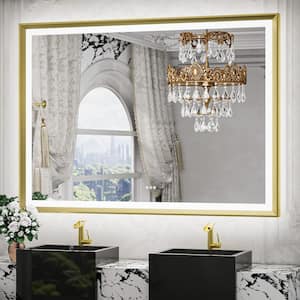 48 in. W x 36 in. H Rectangular Aluminum Framed with 3-Colors Dimmable LED Anti-Fog Wall Mount Bathroom Vanity Mirror