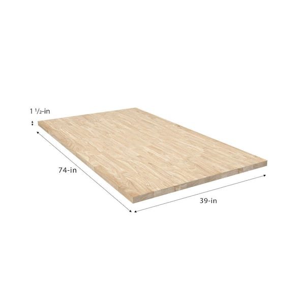 6 ft. L x 39 in. D Unfinished Hevea Solid Wood Butcher Block Countertop Island with Square Edge