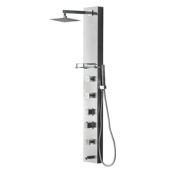 LUXIER 55 in. 3-Jet Thermostatic Full Body Shower System Panel with ...