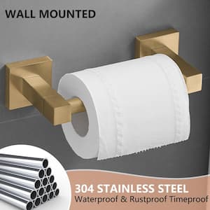 Wall Mounted Single Post Toilet Paper Holder Non-Slip Tissue Roll Holder for Bathroom in Vibrant Brushed Gold