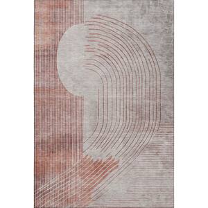 Mayfield Premium Machine Washable Abstract AMF2003 Salmon 8 ft. x 10 ft. Area Rug