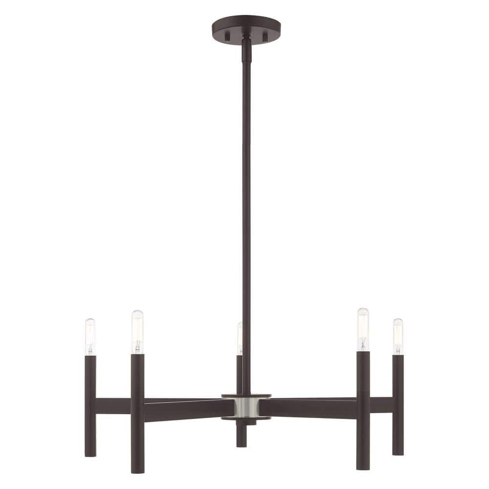 Bronze 5-Light Mid-Century Modern Chandelier