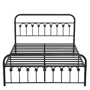 Classic Metal Platform Bed Frame Mattress Foundation with Victorian Style Iron-Art Headboard & Footboard ，Queen（62.2"W）