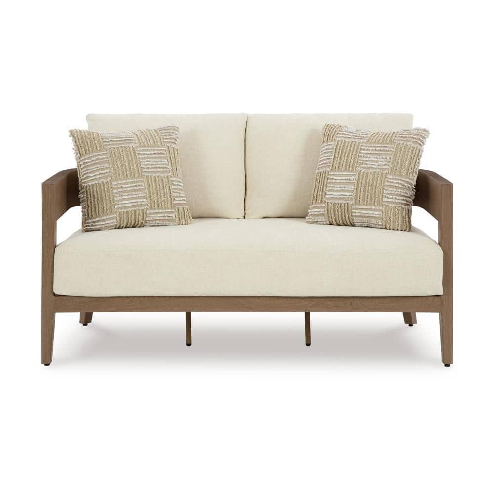 Baily Brown 1-Piece Aluminum Outdoor Loveseat with 2 Cream White Cushions price history on PriceWatchPro