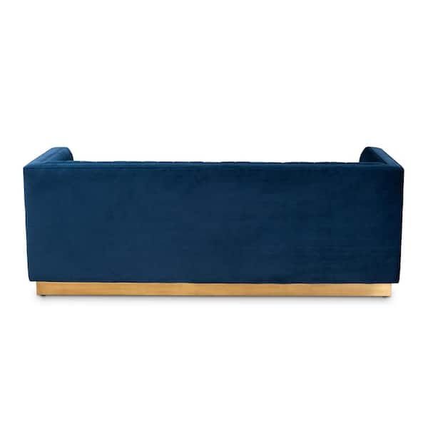 Baxton Studio Aveline 80.3 in. Navy Blue Velvet 3 Seater Tuxedo