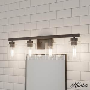 Hartland 30.75 in. 4-Light Noble Bronze Vanity Light with Clear Seeded Glass Shades
