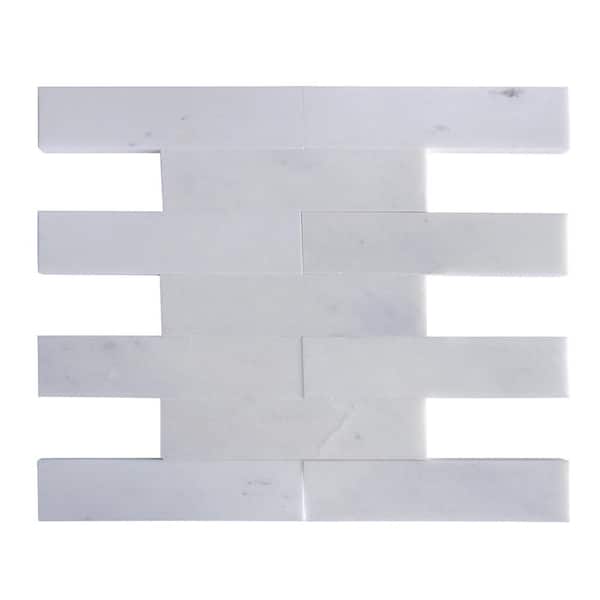 MOLOVO Natural Crystal White 1.89 in. x 7.8 in. Subway Polished