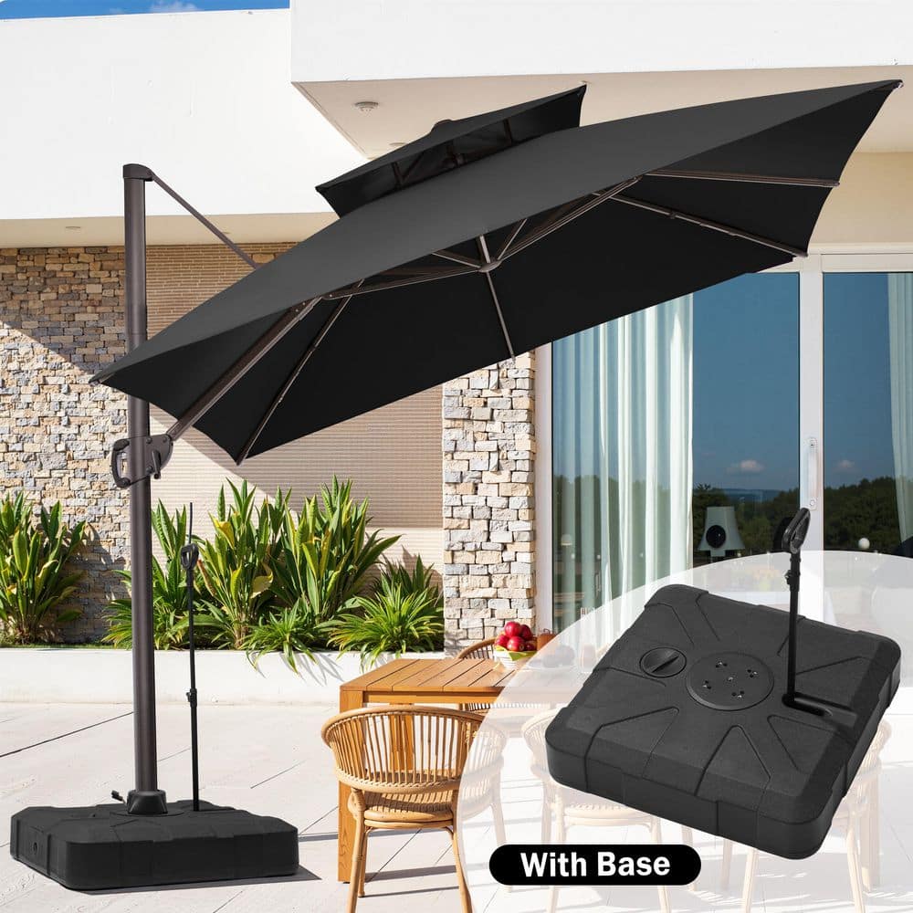 11 ft. x 11 ft. Patio Cantilever Umbrella in Black Outdoor Aluminum Offest Umbrella with 300 lb. Wheeled Umbrella Base price history on PriceWatchPro