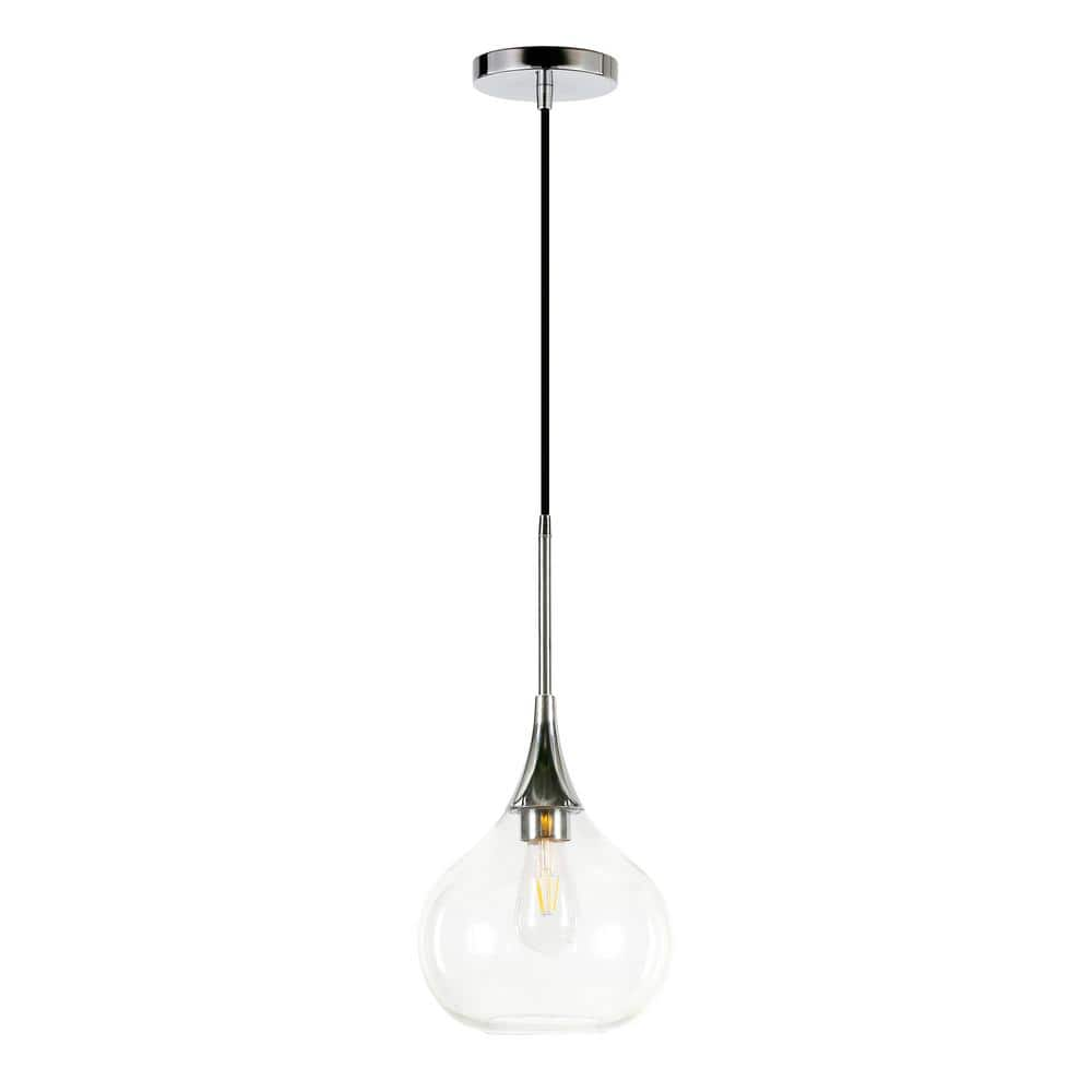 Henn&Hart 9  Polished Nickel Metal/Glass Pendant