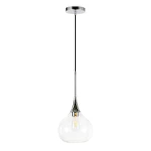 Ida 1-Light Polished Nickel Pendant with Clear Glass Shade