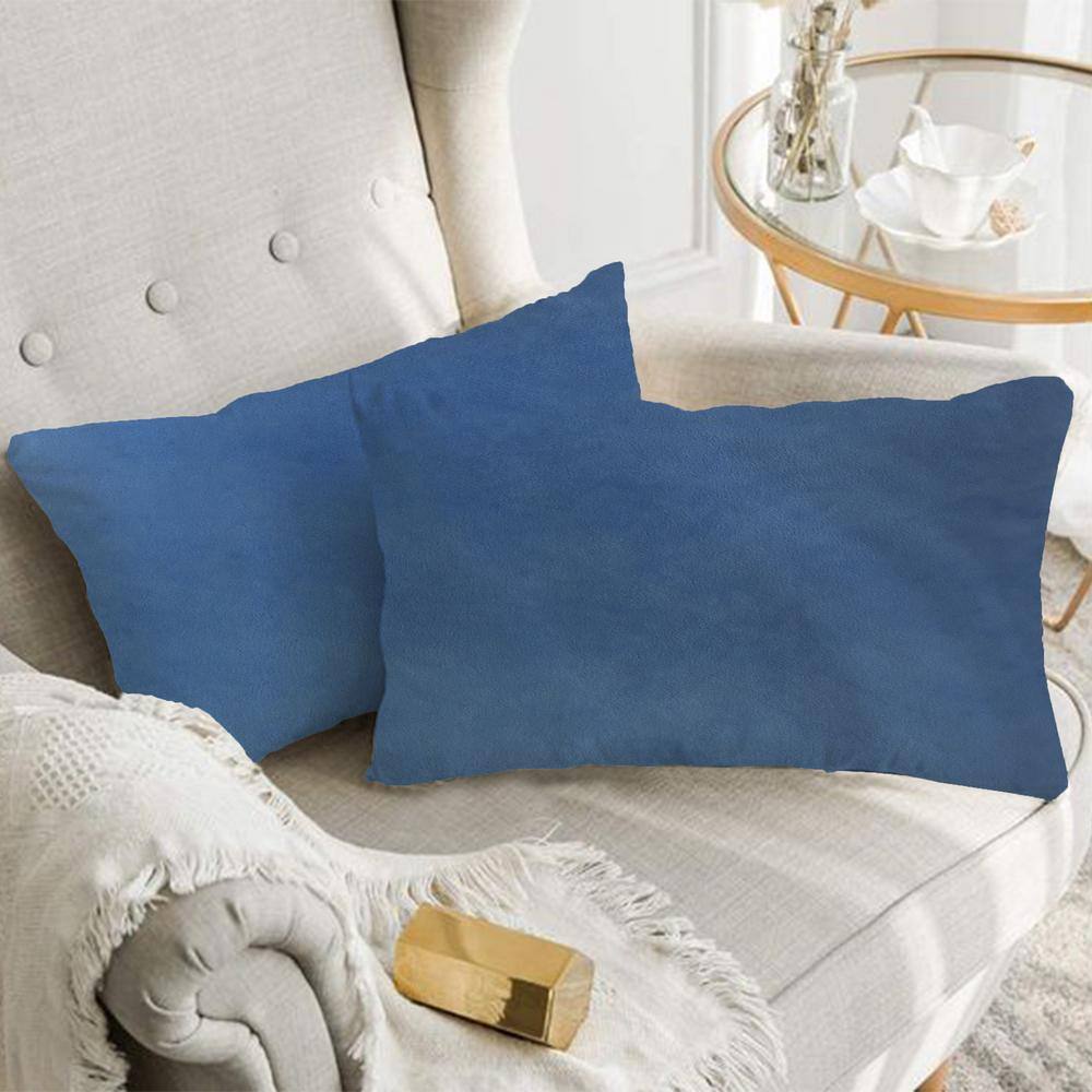 Prussian Blue Velvet 12x20 Inch Decorative Pillow Covers Set of 2