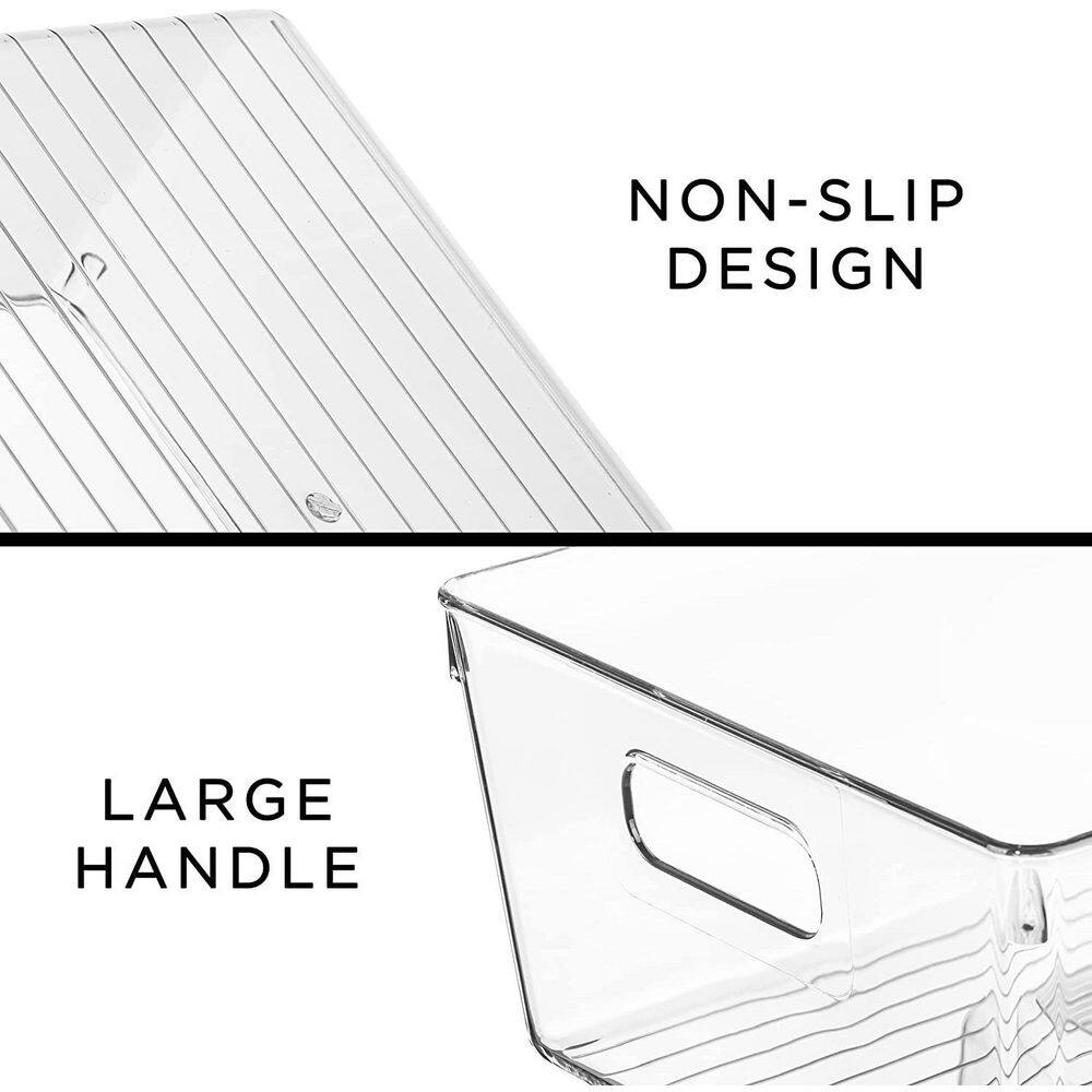 Clear Stackable Plastic Storage Bins with Handles, 3-Pack