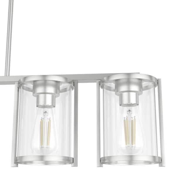 Hunter - Astwood 5-Light Brushed Nickel Linear Chandelier with Clear Shades Dining Room Light