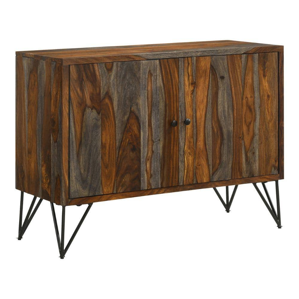 Benjara Gray And Brown Wood Top 40 In. Sideboard With 2 Doors BM295093 ...