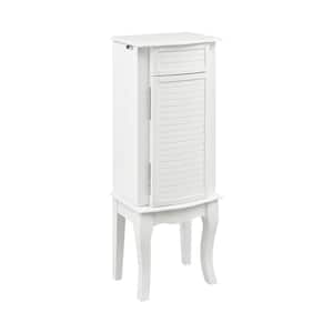 Wednesday White Wood Free Standing 13.5 in. W Jewelry Armoire with Storage