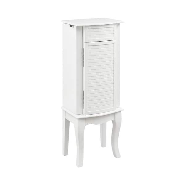 Wednesday White Wood Free Standing 13.5 in. W Jewelry Armoire with Storage