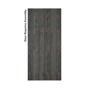 Mid-Century New Style 38 in. x 84 in. Carbon Gray DIY Solid Wood Sliding Barn Door Slab