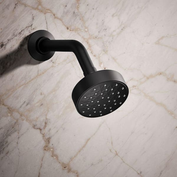 Awaken G90 1-Spray Patterns 3.56 in. 1.5 GPM Wall Mount Fixed Showerhead in Matte Black