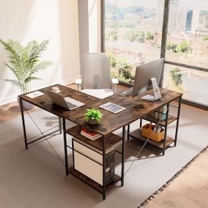 55.1 in. Rustic Brown L-Shaped Computer Desk