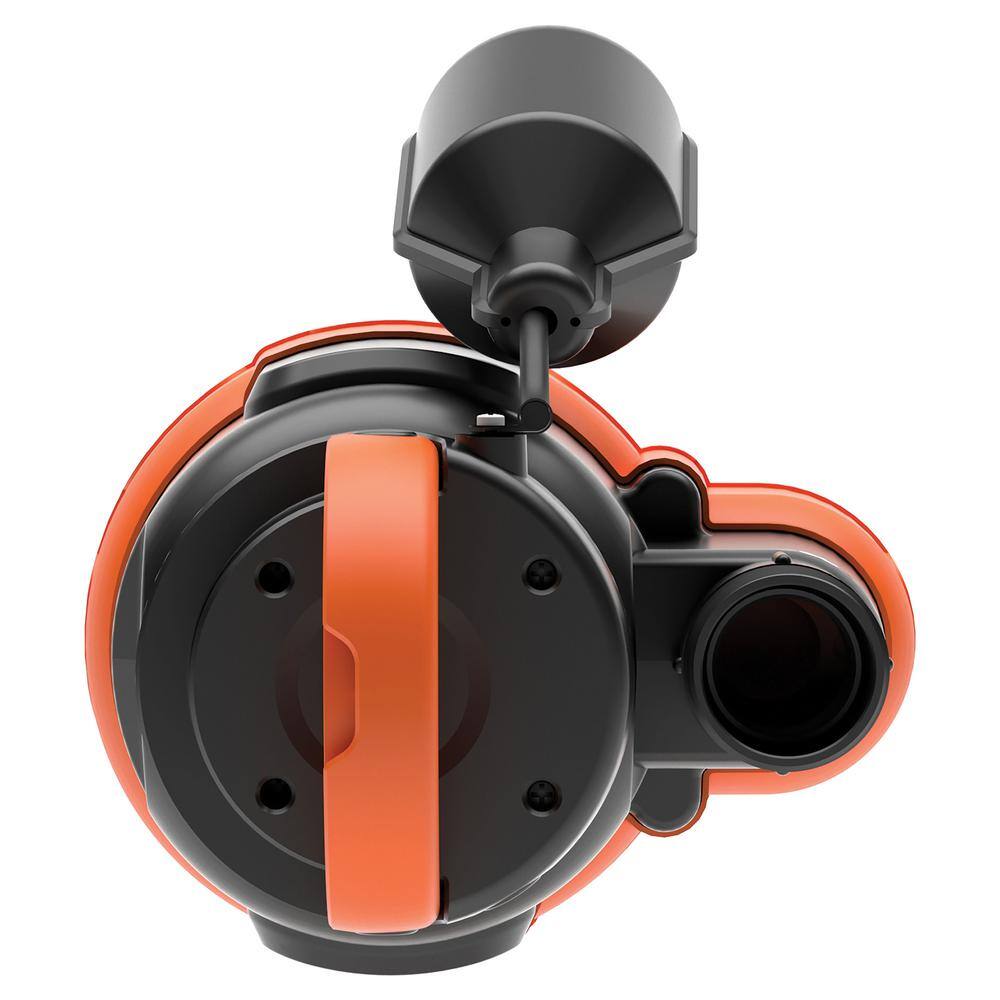 Black and Orange Thermoplastic Submersible Sump Pump with Tethered Switch