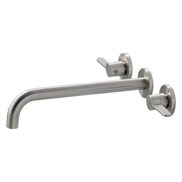 Flynama 2 Handle Wall Mounted Roman Tub Faucet With High Flow Rate In Brushed Nickel Pzz 0740