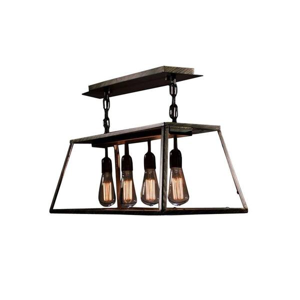 Warehouse of Tiffany Edison Island Collection 4-Light Black Indoor Hanging Lamp