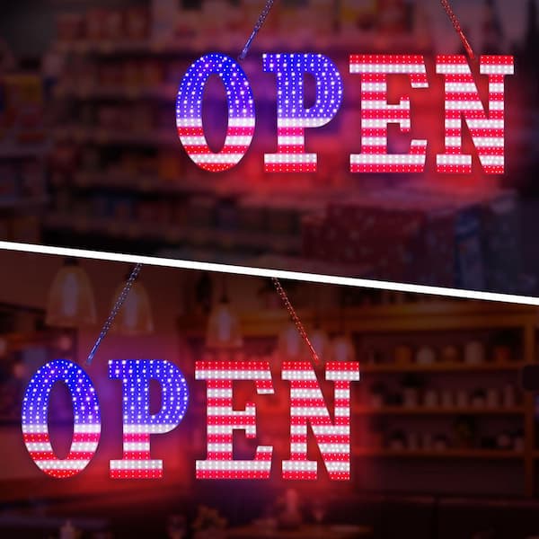 ネオンサイン　USA SCENE Afoxsos Plug In Electric LED Open Sign American Flag 12 Scene
