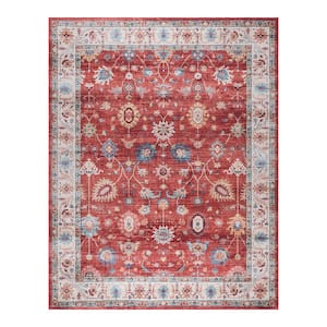 Cullen Red 3 ft. x 5 ft. Crystal Print Polyester Digitally Printed Area Rug